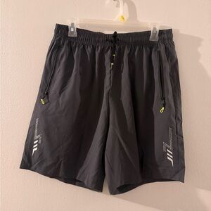 Gray Athletic Shorts with Reflective Accents